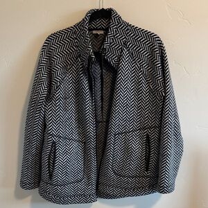 T by Talbots black and white herringbone jacket